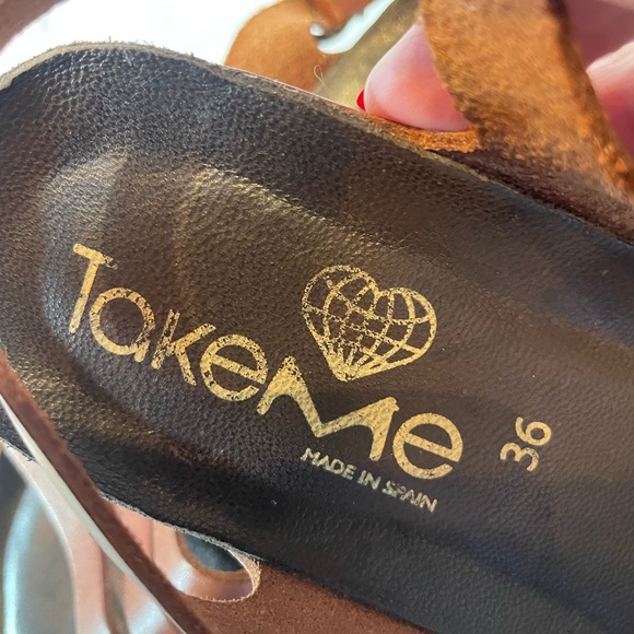 Made in SPAIN TAKEME Women's Brown Open-Toe Sandals high quality footwear - Picture 5 of 12